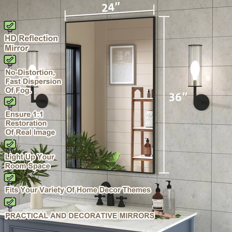 QuivaraView Wall Mounted Aluminum Frame Bathroom Vanity Mirror