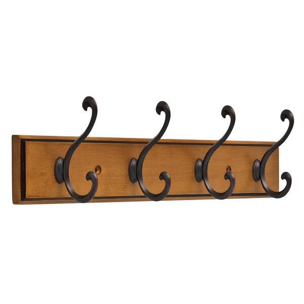 Franklin Brass R32855K-R Scroll 15-7/8 Long Coat and Hat Rack with 4  Double Prong Hooks - Maple / Bronze - Bed Bath & Beyond - 23091164