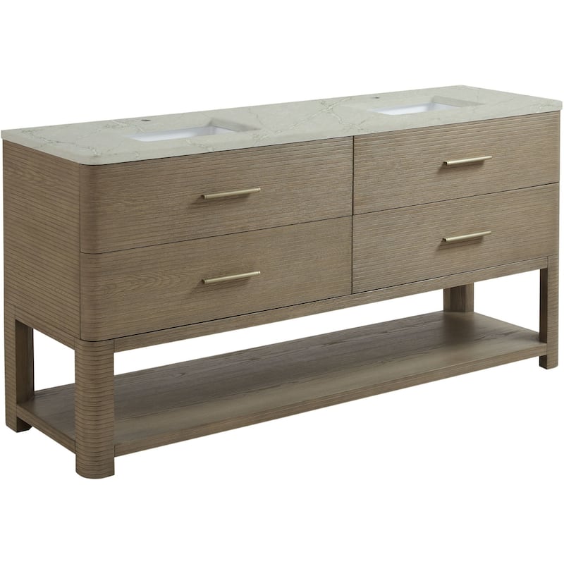 James Martin Vanities D704-V72-FVSL Lucian 72" Free Standing Double - Pebble Oak - Oak Finish