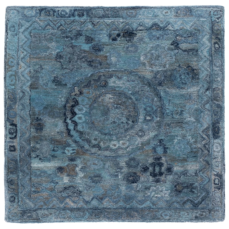 SAFAVIEH Handmade Anatolia Ramzia Traditional Rug - 6' Square - Blue
