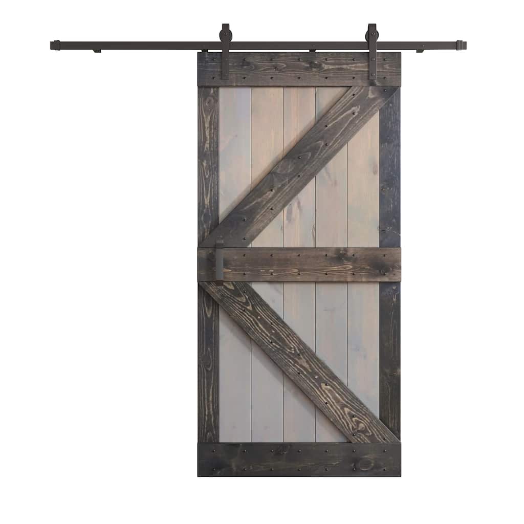 Coast Sequoia 42in x 84in K Series Multi-Color Pine Wood Sliding Barn Door With Hardware Kit