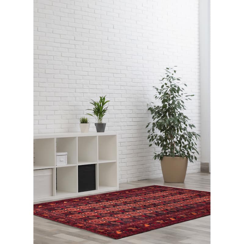 ECARPETGALLERY Hand-knotted Royal Baluch Black, Red Wool Rug - 3'8 x 6'6