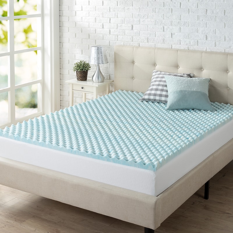 Priage by ZINUS 2 Inch Swirl Gel Cooling Memory Foam Mattress Topper - Blue