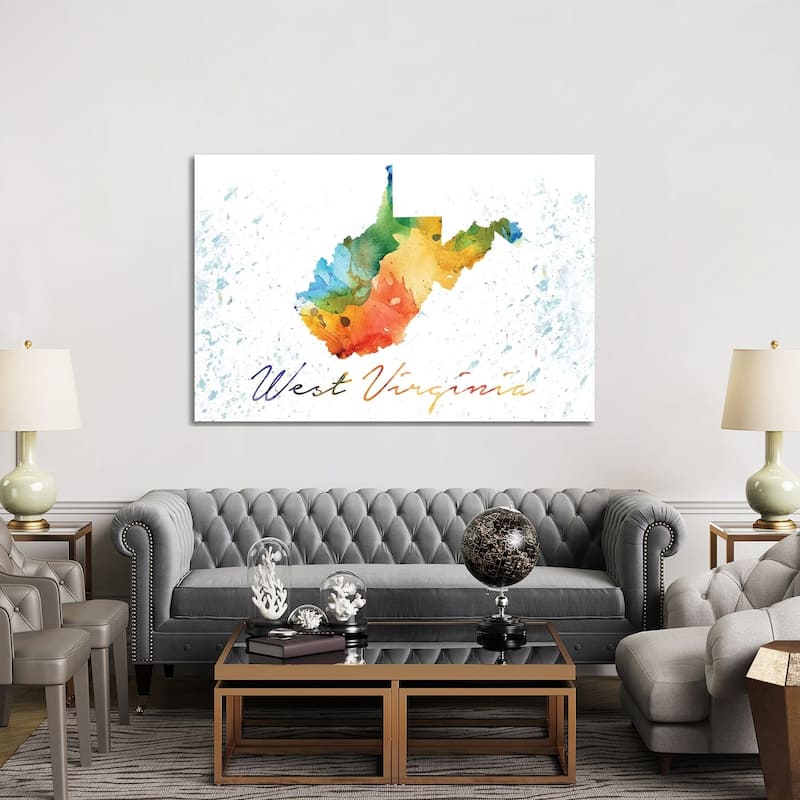 iCanvas "West Virginia State Colorful" by WallDecorAddict Canvas Print