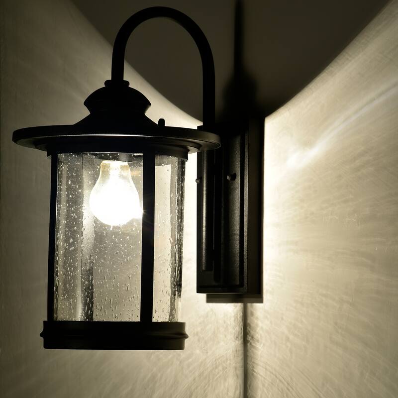 1-light Textured Black Outdoor Wall Lantern