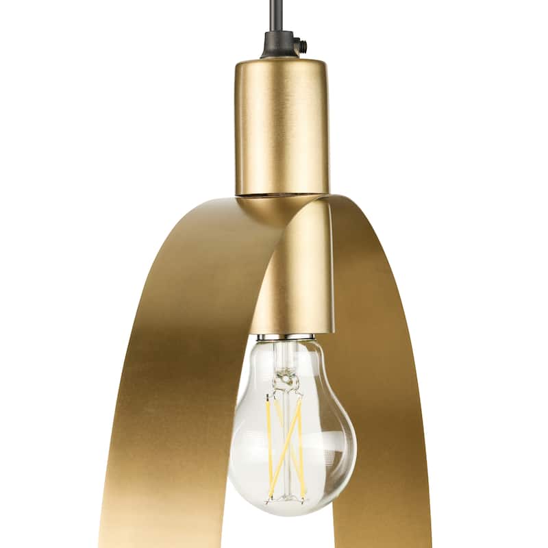 Lena River of Goods Gold Finish Metal 20-Inch Pendant Light with Adjustable Hanging Cord - 13.5" x 2" x 66"
