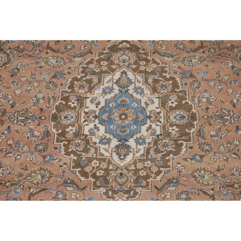 Traditional Kashan Persian Vintage Area Rug Hand-Knotted Wool Carpet - 7'7"x 11'0"