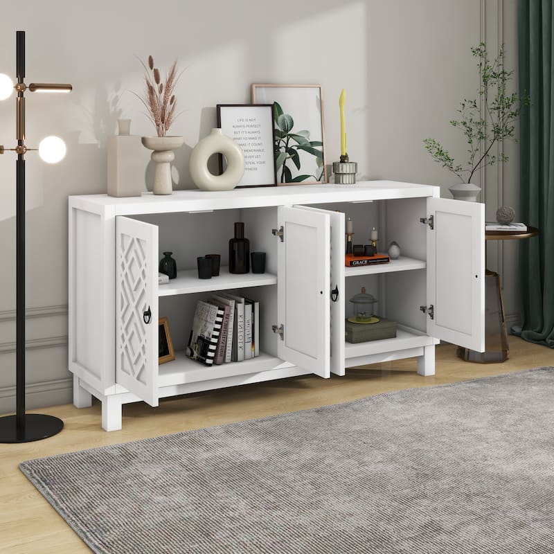 Nestfair 4 Door Buffet Cabinet Sideboard with Pull Ring Handles