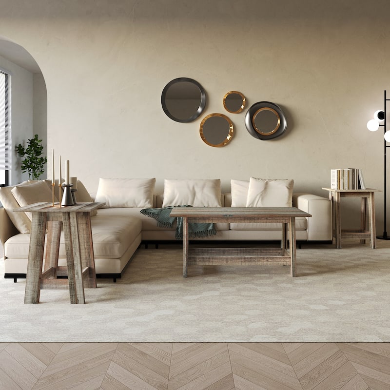 CraftPorch Rustic 2-Pieces End Tables with Coffee Table