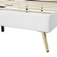 preview thumbnail 16 of 32, Remote Control LED Lights Bed Frame, PU Upholstered Princess Bed with Crown Headboard, Wood Slat Platform Bed