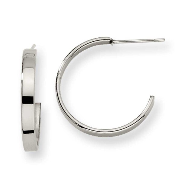 Chisel Stainless Steel 20mm Diameter J Hoop Post Earrings