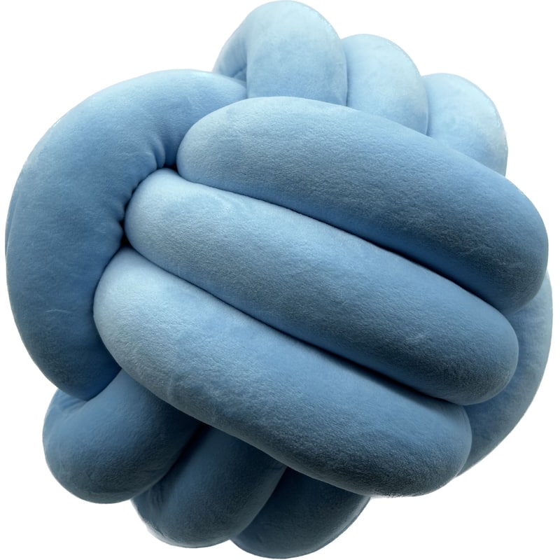 LCM Home Fashions Soft Home Decorative Plush Knott Pillow Ball Pillow Cushions - N/A - Light Blue