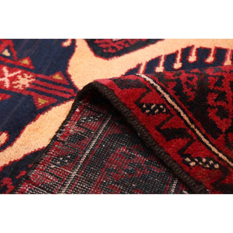 ECARPETGALLERY Hand-knotted Baluch Beige, Red Wool Rug - 3'4 x 6'1