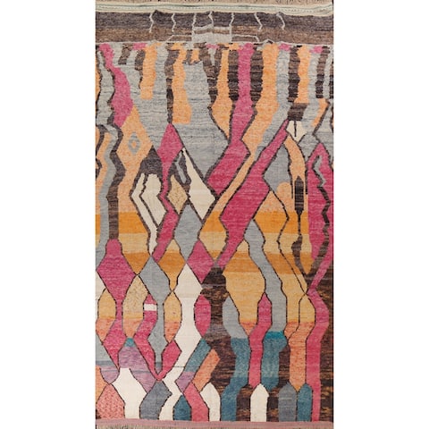 Large Modern Abstract Moroccan Oriental Area Rug Handmade Wool Carpet - 9'10" x 15'2"