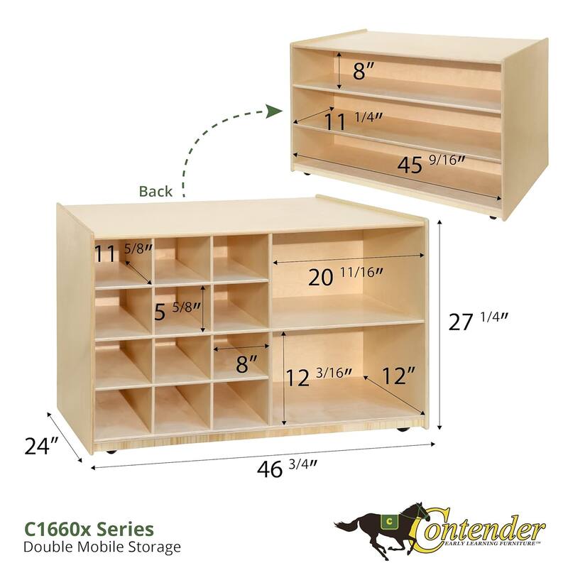Contender Birch Multi Storage Cabinet With 12 Assorted Cubby Tray, 3 Shelves for Classrooms Storage, Toy Organizer Kids