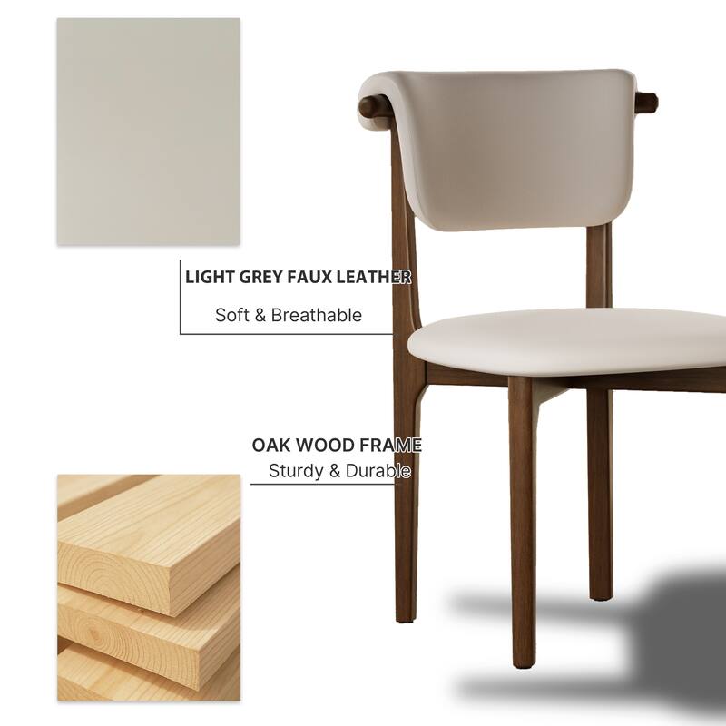 Modern Not Assembled Need Faux Leather Dining chairs, Beige, Solid Wood legs, Mid Century Kitchen Chairs for Diningroom