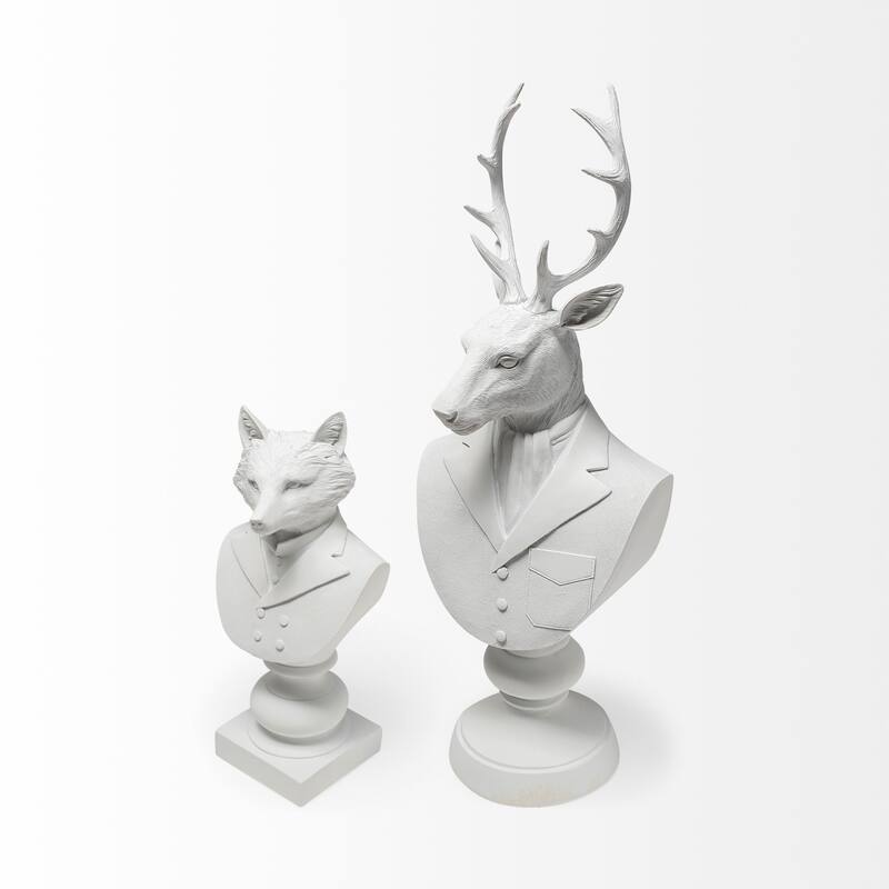 Mozart White Resin Deer In A Suit Decorative Object