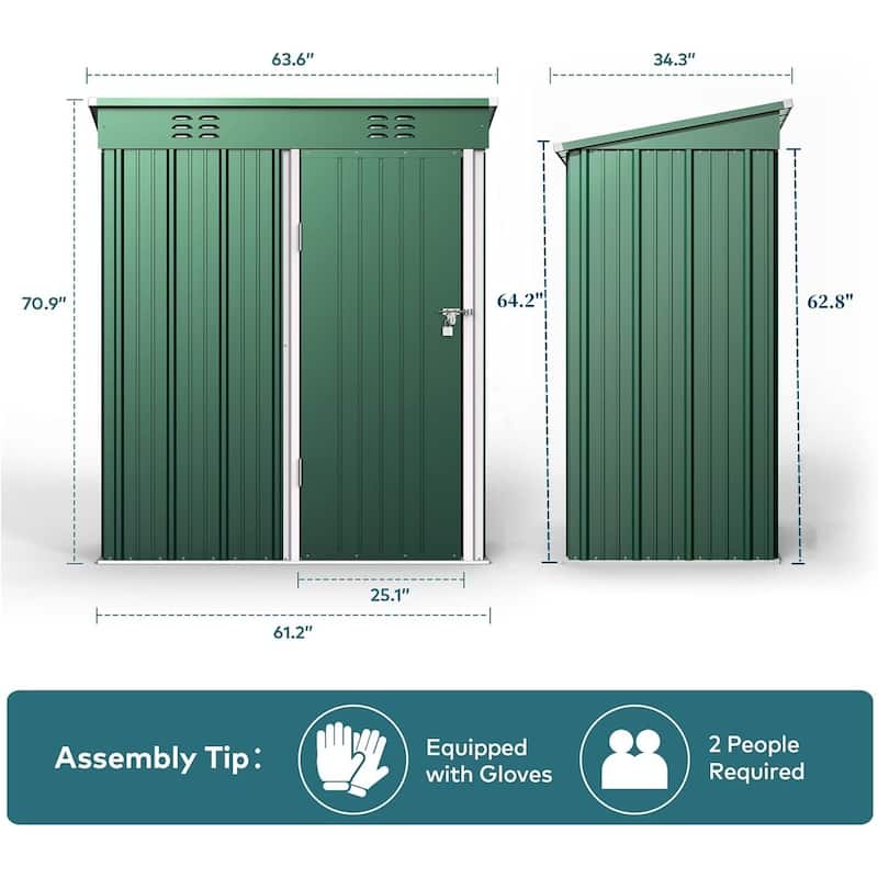 5' x 3' / 6' x 4' Outdoor Storage Shed with Double Lockable Doors, Waterproof Shed, Outdoor Storage Clearance for Backyard Patio