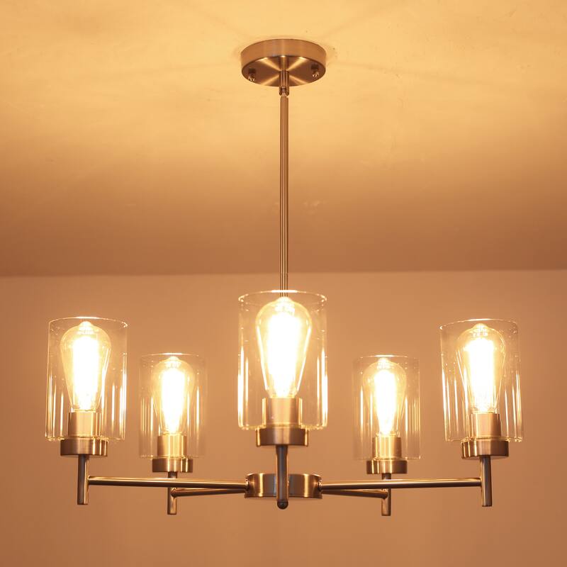 5-Light 5.9"H x 24.3"W Farmhouse Chandelier for Living Room Bedroom
