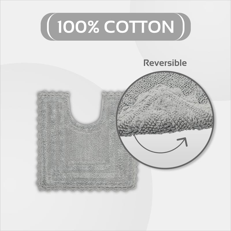 Better Trends Bath Rugs 100% Cotton Soft & Water Absorbent Reversible Tufted Bathroom Rug for Shower, Sink Mats Lilly Crochet