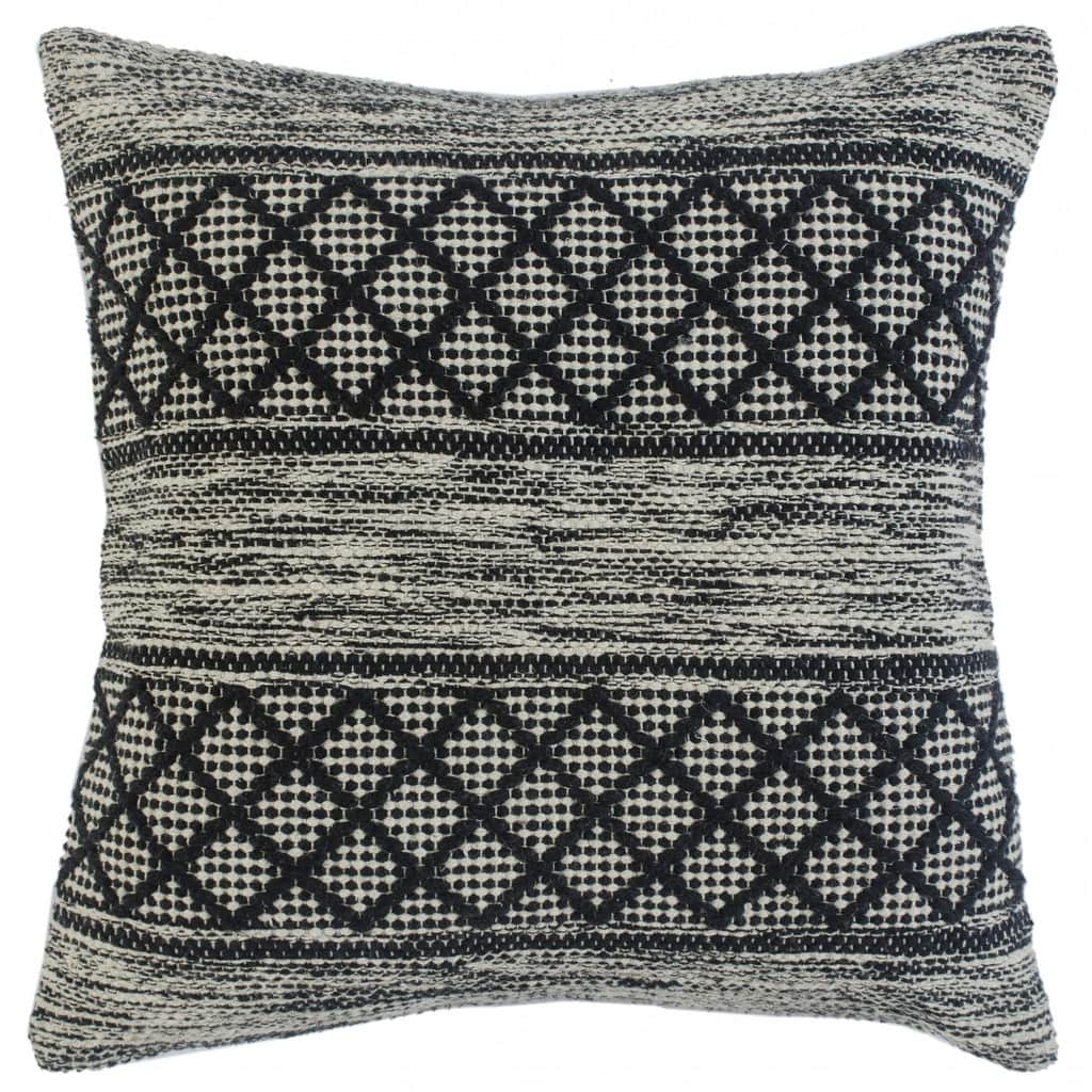 HomeRoots 20" X 20" Gray And Black 100% Cotton Geometric Zippered Pillow