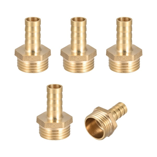 Brass Barb Hose Fitting Connector Adapter 10 mm Barbed x 1/2" G Male Pipe 5Pcs - 1/2" G x 10mm