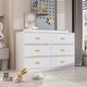 preview thumbnail 9 of 13, Dresser 6 Drawers With Baby Changing Table In White/Grey Golden Handle - 45.1"W White
