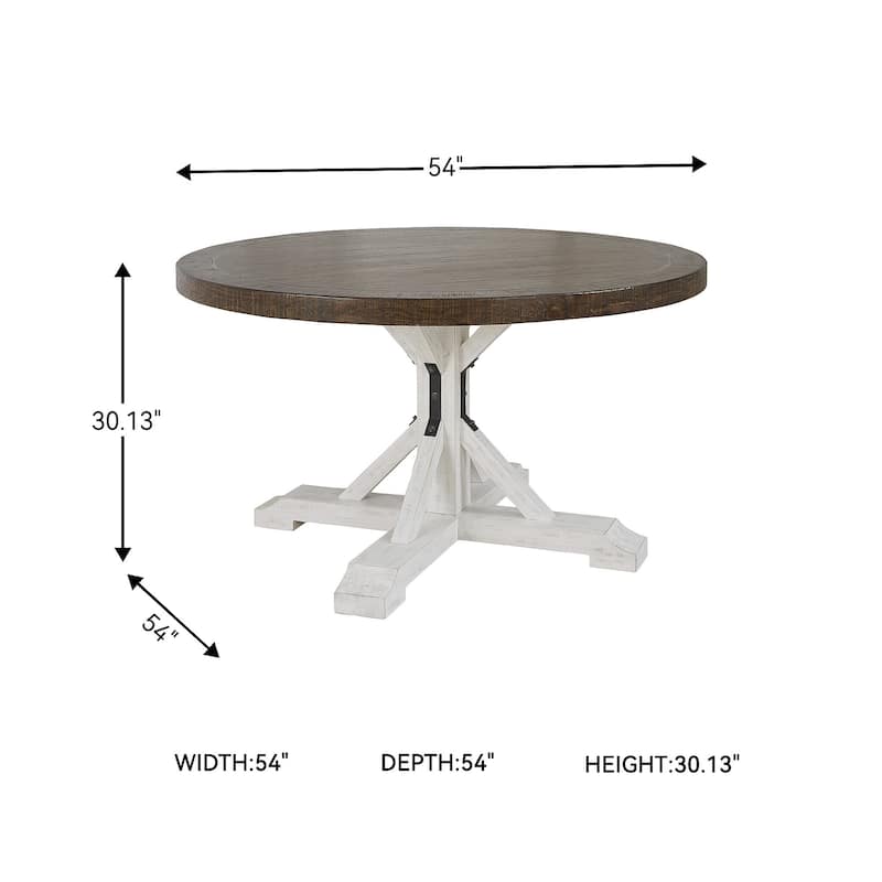 Signature Design by Ashley Valebeck Brown/White Dining Table - 54"W x 54"D x 30.13"H