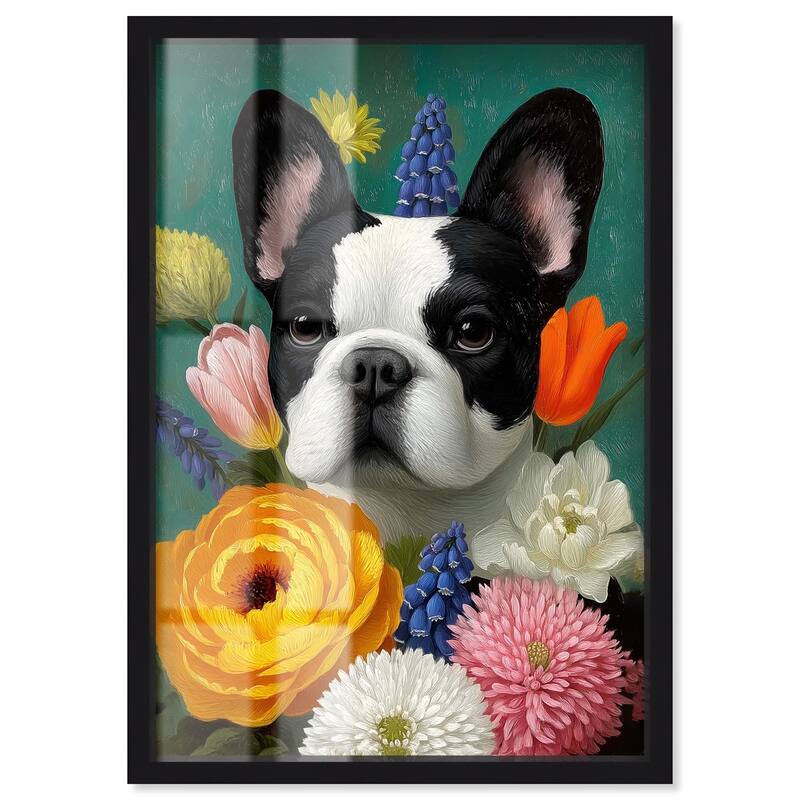 Secret Garden Frenchie Shadowbox by Art Remedy - Black - 24" x 36"