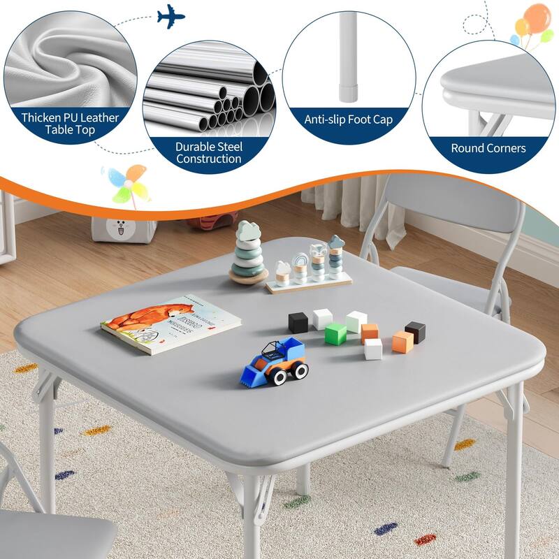 3/5-Piece Kids Folding Table and Chairs Set, Toddlers Children's Activity Table and Chairs Set