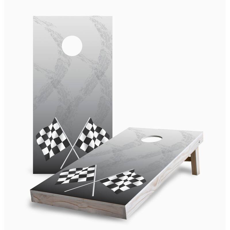 Tire Tracks Corn Hole Board Set with Hole Lights - 16 Years and Up