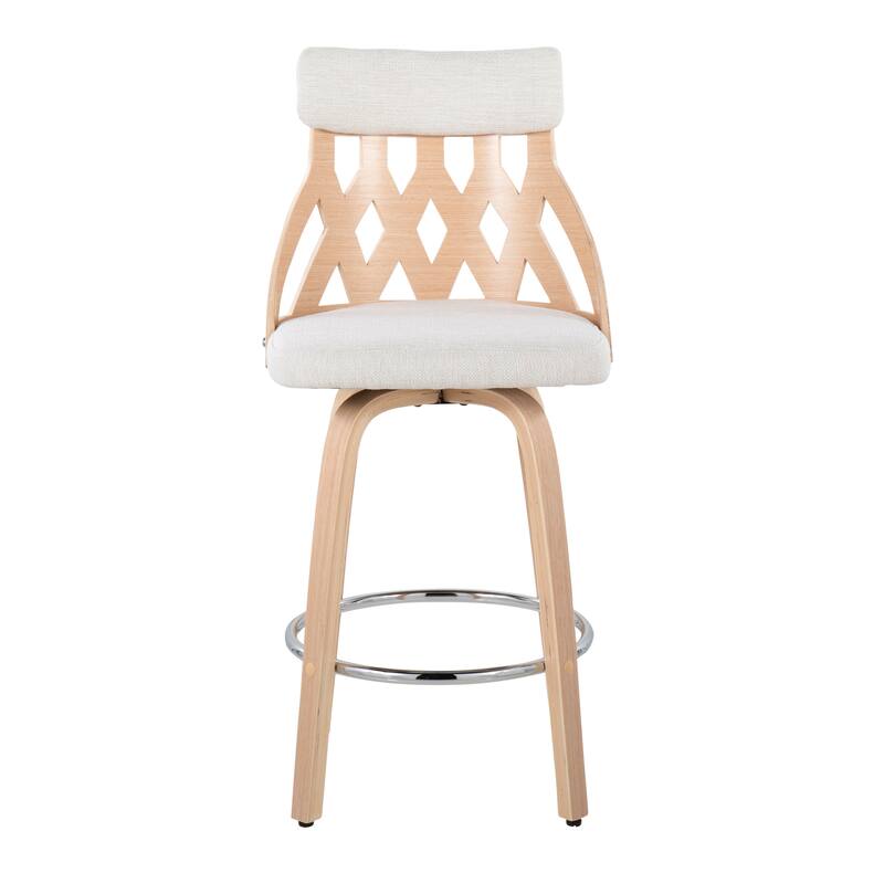 York Mid-Century Modern 26" Counter Stool in Wood and Fabric