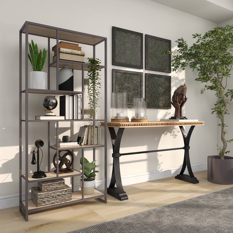 Black Metal Decorative Vintage Style Telephone Decorative Sculpture with Tiered Base and Coil Wire Detailing