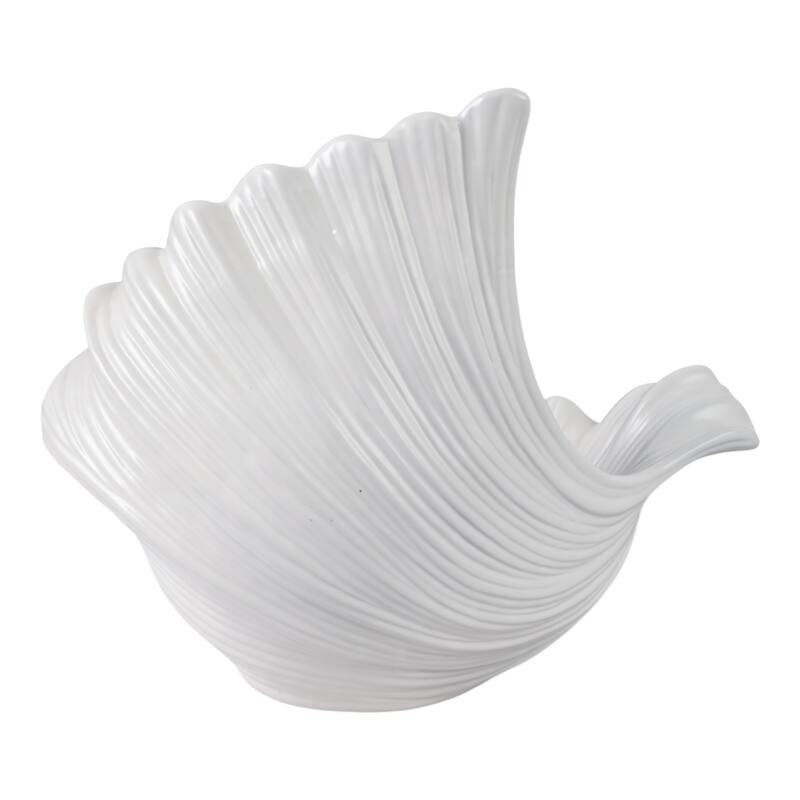 Decorative Ceramic Shell Bowl - 16", White - 16.0"