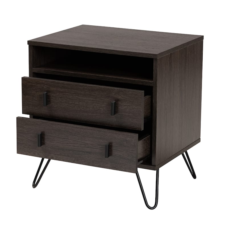 Glover Dark Brown Finished 2-Drawer Nightstand