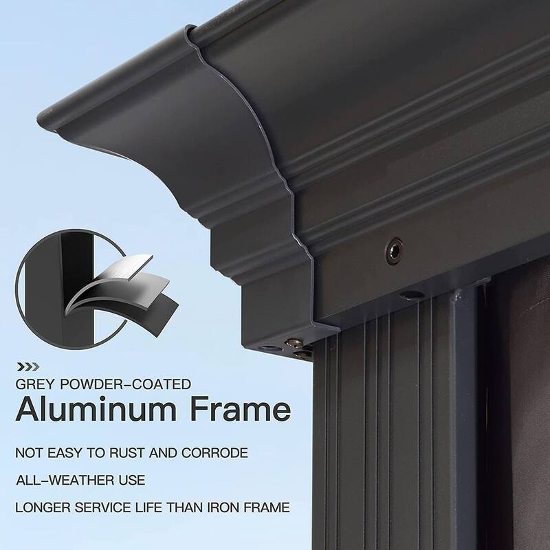 PURPLE LEAF Hardtop Patio Gazebo 12 x 18FT Galvanized Steel Roof Awning w Chaise Lounge