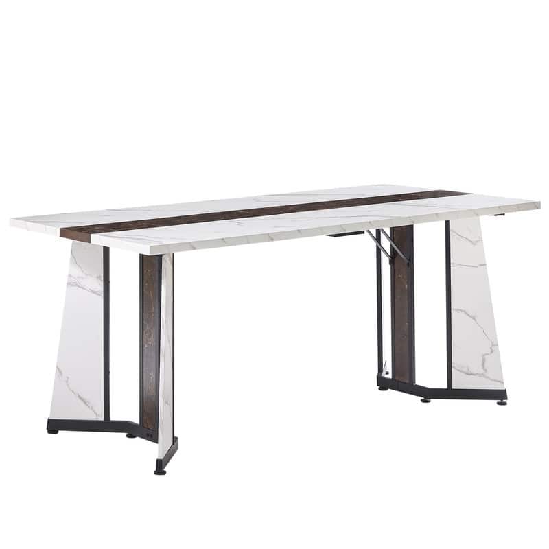 70.9" Extra-Long Rectangular Dining Table‌ – Waterproof 8-Seater Family Table with Adjustable Legs .