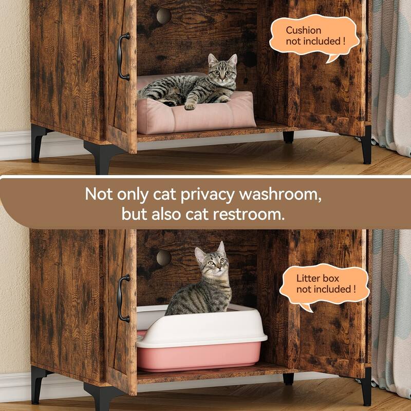Cat Litter Box Enclosure with Shelf and Door