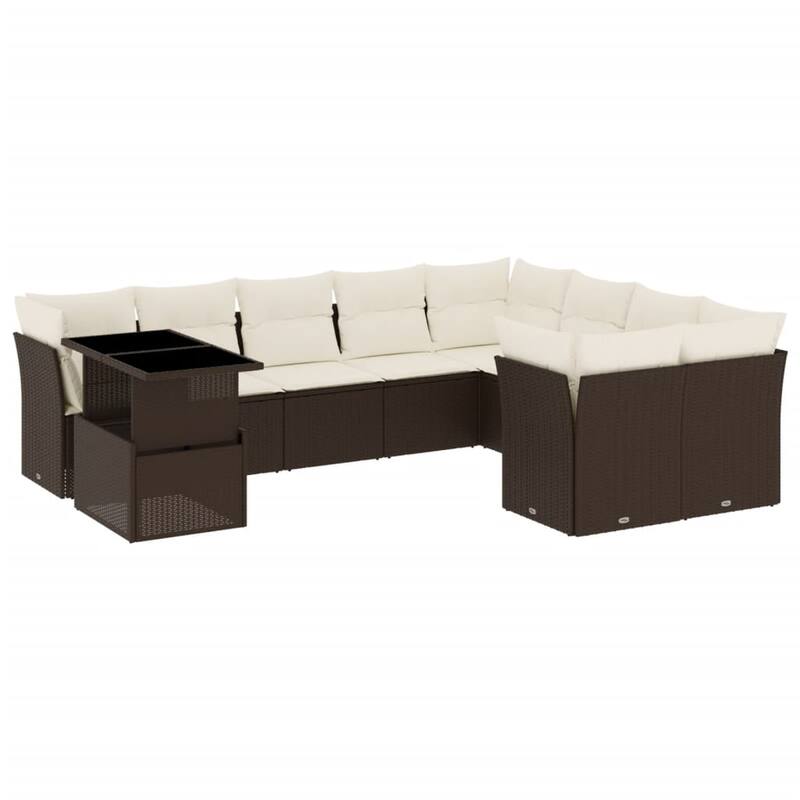 10-Piece Outdoor Sofa Set with Cushions - 21.7 x 39.4 x 28.7 in