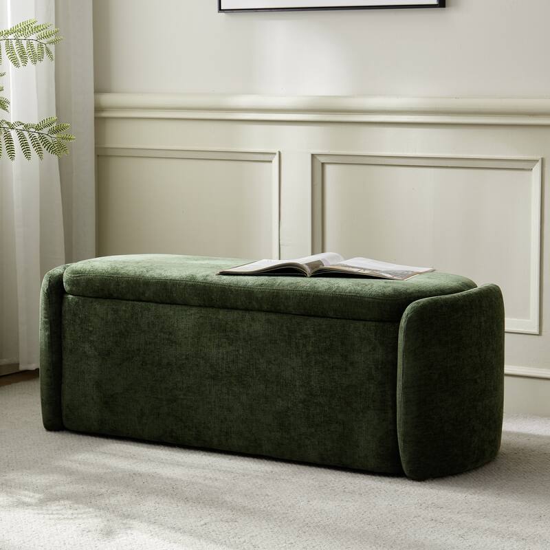 Bedroom Bench Storage Bench with Arms Ottoman entryway bench with storage End of Bed Bench, Entryway Bench - Green