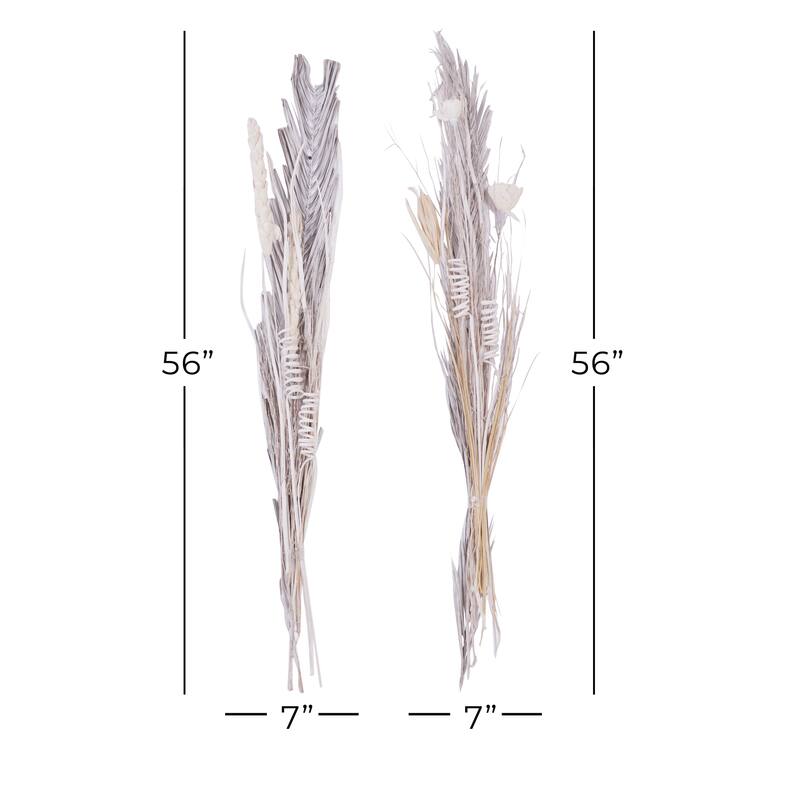 Multi colored, White Brown or Light Brown Dried Plant Pigeon pea Natural Foliage (Set of 2)