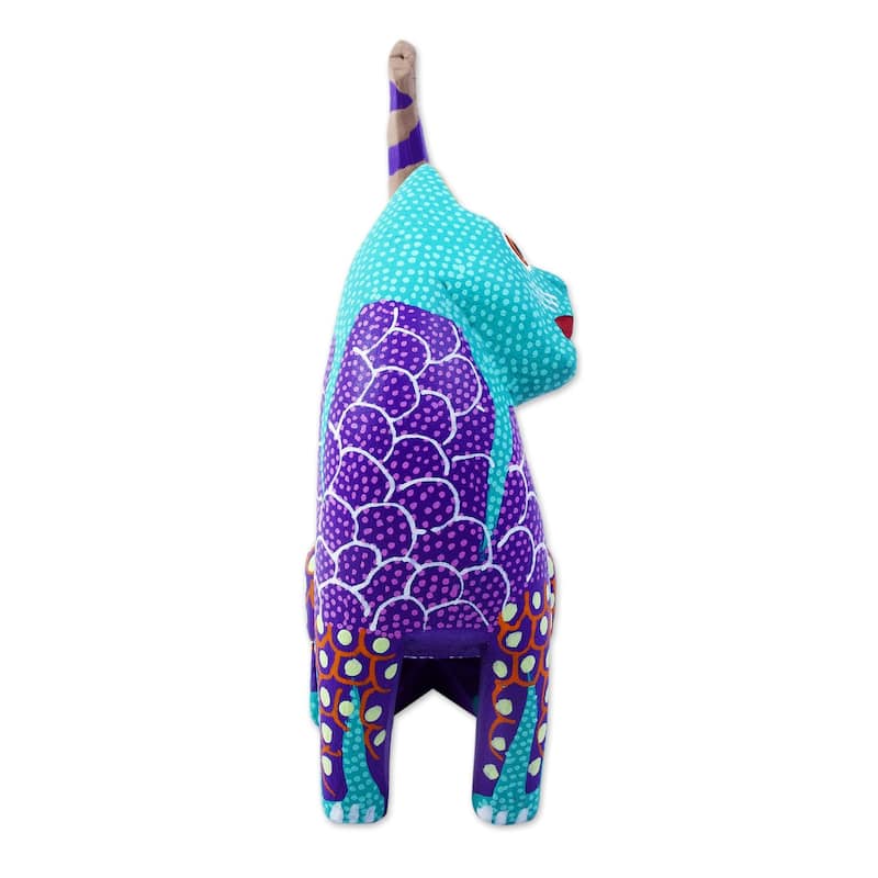 Novica Handmade Crazy Cat Wood Alebrije Figurine