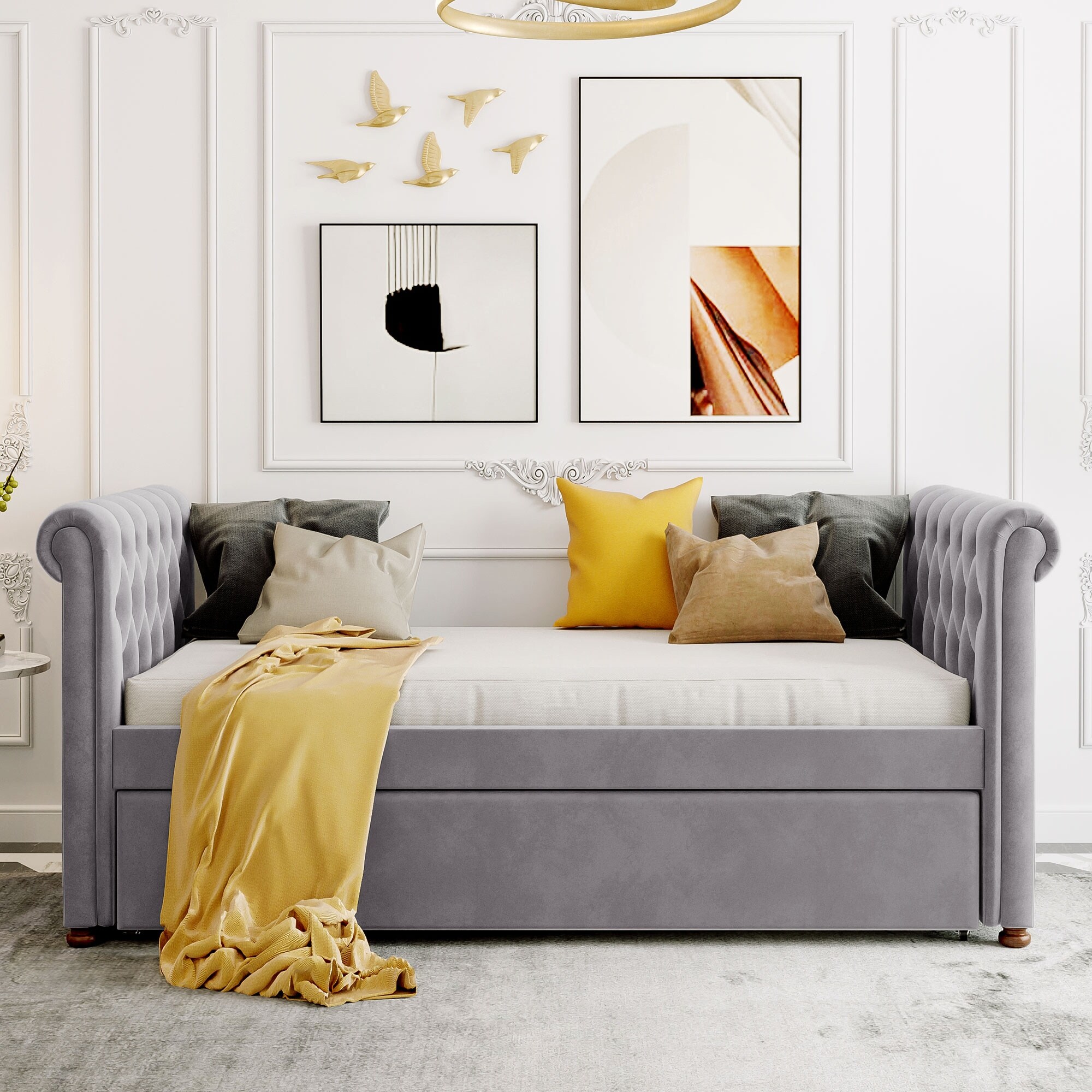 Twin Size Upholstered daybed with Trundle