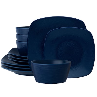 Noritake Colorscapes Swirl 12-Piece Square Dinnerware Set, Service For 4