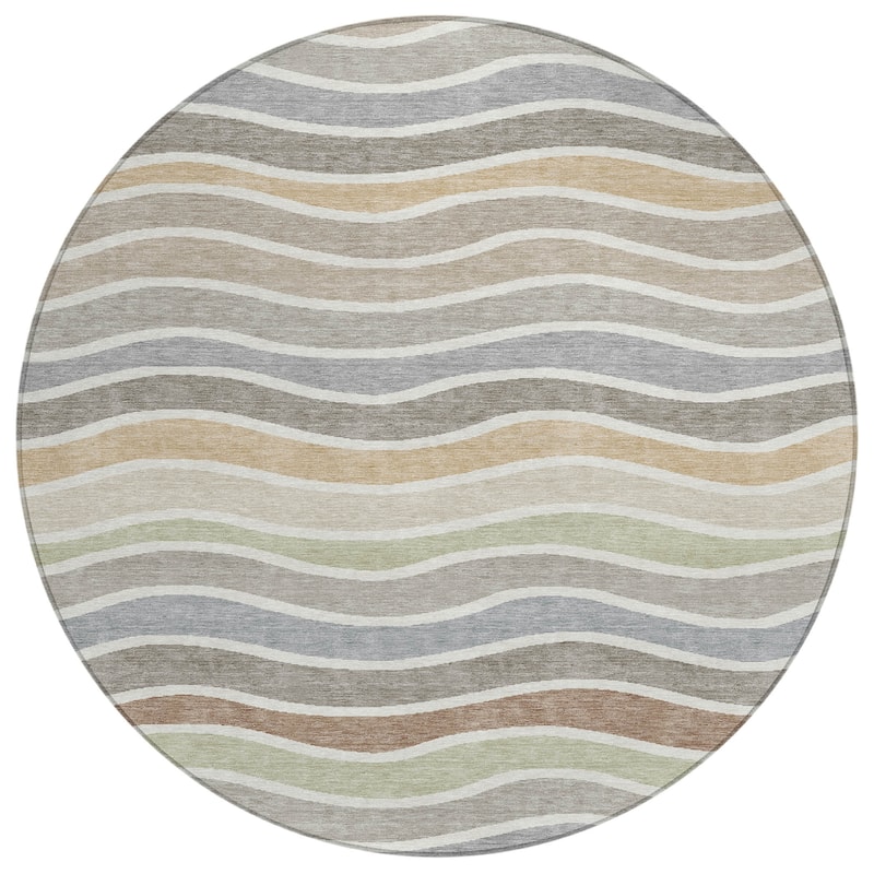 Machine Washable Indoor/ Outdoor Contemporary Stripe Chantille Rug