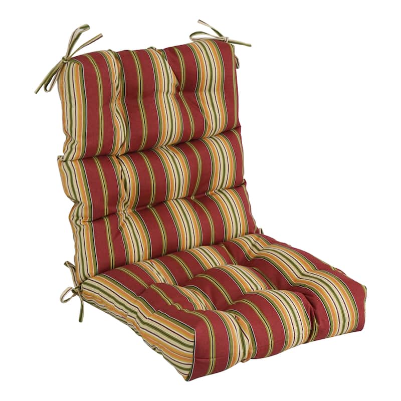 Multi-section Tufted Outdoor Seat/Back Chair Cushion (Multiple Sizes) - 22 x 45 - Kingsley Stripe Ruby