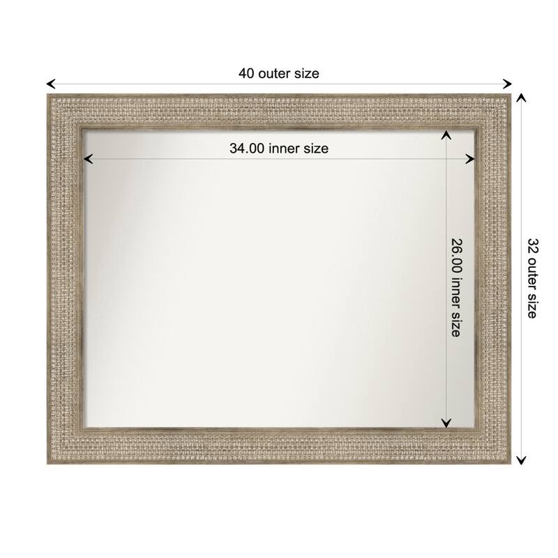Trellis Silver Framed Non-Beveled Custom Wall Mirror, Bathroom Vanity Mirror - Outer Size: 40 x 32