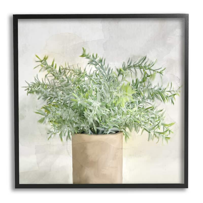 Stupell Rustic Potted Herb Plant Overflowing Leaves Design Framed Wall Art, Design by Kim Allen