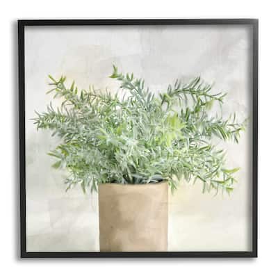 Stupell Rustic Potted Herb Plant Overflowing Leaves Design Framed Wall Art, Design by Kim Allen