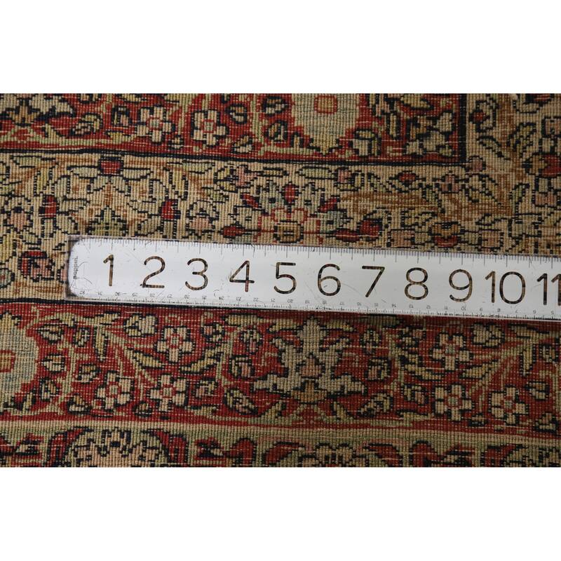 Hand Knotted Oriental 100% Wool Carpet Traditional Floral Beige & Ivories Kerman Area Rug - 9' 4'' X 6' 3''
